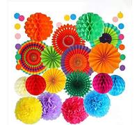 Cpolebev 20 Piezas Decoraciones de Fiesta Colorida Fiesta Ventiladores de Papel Bola de Flores de Papel Conjunto de Bolas de de Abeja para Bodas CumpleañOs Eventos Festival Suministros