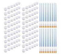 Cpolebev 20 Tiras, 120 Botes, Botes de Pintura VacíOs, Tiras, Mini Contenedores de Almacenamiento Transparentes y 20 Piezas, Pinceles para Pintar, Manualidades