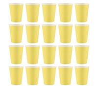 Cpolebev 20 Vasos De Papel (9 Oz) - Catering De Vajilla De Fiesta De Cumpleaños En Colores Lisos (Amarillo)