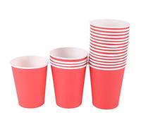 Cpolebev 20 Vasos de Papel (9 Oz) - Vajilla de Fiesta de CumpleañOs de Colores Lisos Lisos Catering (Rojo)