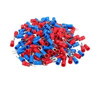 Cpolebev 200Pcs 16-14 AWG Conector de Cable Rojo Azul Terminal de Horquilla Aislado 4