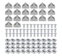 Cpolebev 2020 Serie Juego de Conectores de Perfil de Aluminio, 20 Piezas Soporte de La Esquina 40 Piezas M5 X 10 Mm Tuercas de T-Ranura, 40 Piezas M5X10Mm Tapa de Enchfue Hexagonal Perno