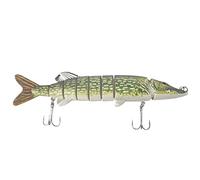 Cpolebev 20cm 66g Verosimil Multi-articulado 8 segmentos Muskallonga Americano Senuelo de Pesca Cebo Nadar Cebo de manivela Cebo Duro Anzuelo Aparejo Verde de Ejercito