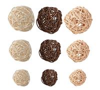 Cpolebev 21 Piezas/Lote Mezcla de 3 Colores Bolas de RatáN Rellenos de Florero para la DecoracióN de Navidad del Banquete de Boda, Surtido de TamañOs (3Cm/5Cm/7Cm)