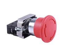 Cpolebev 22mm NC Interruptor de Empuje de Parada de Emergencia de Seta Roja NC 600V 10A ZB2-BE102C XB2-BS542X1