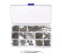 Cpolebev 254 Unids/Lote Kit de Tornillos para Guitarra para Surtido de Montaje de Placa Trasera con Caja de Almacenamiento para Herramientas de Bricolaje de Guitarra EléCtrica,Plata