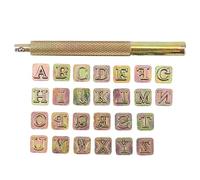 Cpolebev 26Pcs Steel Alphabet Stamps Punch Set para Leather Craft Stamps Tools 26 English Letters Metal Stamp Set Leathercraft