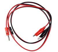 Cpolebev 2pzs Clavija platano negro rojo a Cable de prueba de sonda de clips de cocodrilo 1M