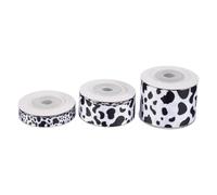Cpolebev 3 Piezas Cinta Borde con Cable con Estampado Vaca y Negra, Cintas para Manualidades, Cinta para Envolver Regalos, Cinta con Estampado Animales para Fiestas Manualidades DIY