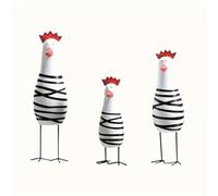 Cpolebev 3 Piezas de Adorno de Pollo Pintado A Mano, Estatuilla de Pollo de Madera, Regalos de Gallo