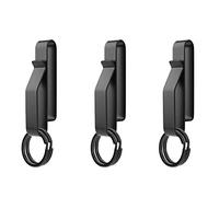 Cpolebev 3 Piezas de de CinturóN Resistente con 6 Piezas de Llaveros de Metal, de Acero Inoxidable Negro para Hombre, Clip TáCtico para