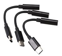 Cpolebev 3 Piezas Type C A 3.5Mm Adaptador De Audio para Auriculares,USB-C A 3.5Mm Hembra AUX Cable Conector De Microfono para Moto Z,Le 2/Le Pro 3,No Apto para Y PIXL(Negro)