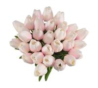 Cpolebev 30 Piezas de Flores de Tulipanes Artificiales Tulipanes de Tacto Real Ramo de Tulipanes de PU de Holanda Falsa de LáTex TulipáN (Rosa)