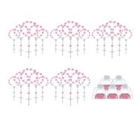 Cpolebev 30 Piezas Rosario de Bautismo Mini Rosario Favores de Bautismo Rosarios de Bautismo de Dedo Cuentas en Forma con 30 Bolsas de Organza