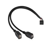 Cpolebev 30Cm 10 Pin Placa Base Cabeza De Hembra A 2 Puertos Doble USB 2.0 Macho Adaptador Y Cable De Divisor (10Pin / 2Am)