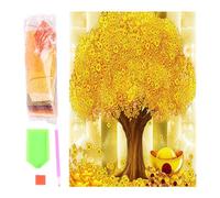 Cpolebev 30X40 Cm Redondo Completo Taladro Redondo áRbol de Dinero áRbol de la Fortuna Pintura de Diamante Pintura de Diamante DecoracióN de Pared