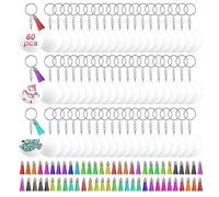 Cpolebev 350 Piezas acrílico Transparente en para Vinilo con Espacios en, borlas, Anillos de Salto, Anillos de para Manualidades de DIY