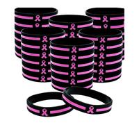 Cpolebev 36 Piezas de Pulseras de Concientización Sobre el Cáncer de Mama, Artículos A Granel, Accesorios, Pulseras de Silicona con Lazo Rosa Simple