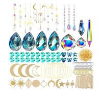 Cpolebev 370 Piezas de Kits de Atrapasueños de Cristal, Candelabro Colgante, Piezas de Prismas de Cristales, Colgantes para Hacer Arcoíris, Cuentas de Atrapasoles DIY