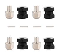 Cpolebev 4 Adaptadores de Transmisión de Cubo de Rueda Hexagonal de 12 Mm, Acoplador Combinador de Extensión de 12 mm para 1/10 RC Car Crawler SCX10 D90, Negro