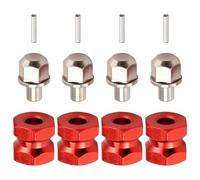 Cpolebev 4 Adaptadores de Transmisión de Cubo de Rueda Hexagonal de 12 Mm, Acoplador Combinador de Extensión de 12 mm para 1/10 RC Car Crawler SCX10 D90, Rojo