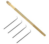 Cpolebev 4 Agujas de Ventilación + 1 Soporte de Latón para Hacer/Reparar Pelucas de Encaje, Peluquín, Peluca, Juegos de para Anudar, Gancho con Cuentas