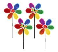 Cpolebev 4 Molinetes para Jardín, de Viento de Jardín con Flores Coloridas y Arcoíris, Molinetes de Viento para Césped, Molinos de Viento para Jardín