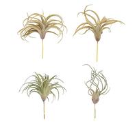 Cpolebev 4 Paquetes de Plantas de Aire de Hierba de PiñA Artificial Flores Falsas Flocado de ImitacióN Tillandsia Bromelias DecoracióN de JardíN para el Hogar
