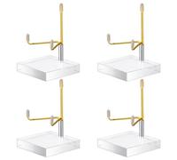 Cpolebev 4 Piezas de Caballete de Soporte de ExhibicióN de Brazo de Metal Ajustable con Base AcríLica Soporte de Caballete de ExhibicióN de Caballete AcríLico Dorado