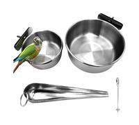 Cpolebev 4 Piezas de Tazas de AlimentacióN PáJaros de Acero Inoxidable, Comedero PáJaros, de Agua para Comida Loros con Abrazadera, Soporte para Tazas de Jaula para Mascotas