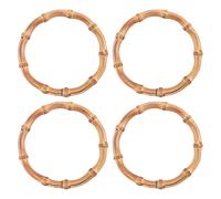 Cpolebev 4 Piezas Reemplazos de Resolver de Bolsa de Bambú Redondo de Madera Hecho una Mano Bolso Monedero Asas para la ElaboracióN de Bolsos