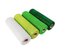 Cpolebev 4 Rollos de Cinta de de PoliéSter para el DíA de San Patricio, Cinta de Borde con Alambre Verde, Cinta de Decorativa de PoliéSter de 10 Pulgadas X 30 Pies