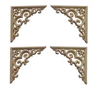 Cpolebev 4 Uds, Molduras de Madera Sin Pintar, CalcomaníAs, Apliques de Madera Europeos para Muebles, Armarios, Flores, Tallado en Madera, 10Cm
