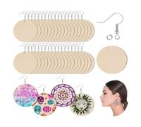 Cpolebev 400 Piezas Juego de Aretes Redondos en Sin Terminar de Madera DIY Colgante de Aretes Personalizado de Madera