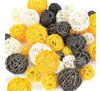 Cpolebev 42 Bolas de Ratán, Rellenos para, Bolas de Mimbre, Esferas Decorativas, Rellenos de Jarrones para Centros de Mesa de Boda en el Hogar
