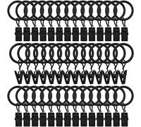 Cpolebev 42 Paquetes de Anillos para Cortinas, con Clips, Cortinas Decorativas, óXido, Retro, 1 Pulgada, DiáMetro Interior, Negro