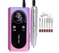 Cpolebev 45000RPM Taladro de Uñas Eléctrico Portátil de Lijadora de Uñas Recargable de Bajo Ruido para Herramienta de Salón de Manicura Púrpura