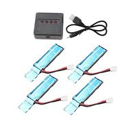 Cpolebev 4PC 3,7 V 520MAh 30C BateríA Li-Po Mejorada con Cargador USB para XK K110 K110S V930 V977 Piezas de Repuesto de HelicóPtero RC