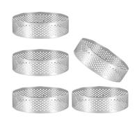Cpolebev 5 Piezas Anillo de Tarta Circular Poroso Molde de Pastel de Pastel de Torre Inferior Herramientas para Hornear Anillo de Mousse de Pastel Perforado Resistente al, los 8Cm