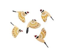 Cpolebev 5 Piezas Arte Pared Pájaros Madera, Decoración Pared Pájaros Voladores Madera, Decoración Pared Arte Popular Rústico para Regalo, Sala Estar para Amantes Pájaros, Amarillo