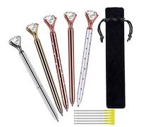 Cpolebev 5 Piezas BolÍGrafo De Diamante De Cristal Grande, BolÍGrafo Metal Material De Oficina, Con 5 BolÍGrafos BolÍGrafo Recargas, 1 Bolso De Terciopelo Negro, De Tinta Negro