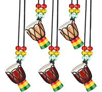 Cpolebev 5 Piezas Collares de Instrumentos Tambor Djembe Mini Colgante Tambor Africano Collar de Madera para Tambores y PercusióN