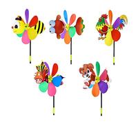 Cpolebev 5 Piezas Molinos de Viento Colorido Viento Spinner 3D Animal Molinillo de Adorno de JardíN para JardíN Al Aire Libre DecoracióN de Patio y Fiesta