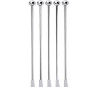 Cpolebev 5 Unids Reutilizables Swizzle Sticks de café Bebidas Stir Sticks Cóctel de Acero Inoxidable Swizzle Sticks Silver Straight Rod Blender