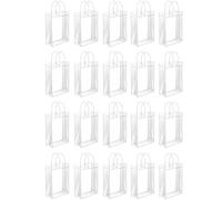 Cpolebev 50 Bolsas de Regalo de PVC Transparente con Asas, Bolsas de Plástico Reutilizables, Bolsa de Compras Transparente para Fiesta de Navidad