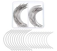 Cpolebev 50 Piezas Agujas Tipo C para Tejer Agujas Curvas Agujas de Coser una Mano Coser en Agujas de Tejer para Cabello, FabricacióN de Pelucas, Alfombras