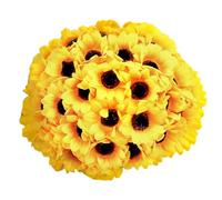 Cpolebev 50 Piezas de Cabezas de Girasol Artificiales, Flores de Sol de Seda, Arreglos de Girasoles Artificiales para Fiesta de CumpleañOs, DecoracióN del Hogar, 7 Cm
