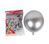 Cpolebev 50 Piezas Globos de Látex Metálicos de 10 Pulgadas, Globos de Perla de Metal Brillantes Cromados Espesos Globos para Decoración de Fiestas, Plateado
