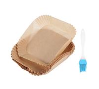 Cpolebev 50 Piezas Papel Pergamino para Freidora Aire con Cepillo Aceite Revestimientos para Freidora Aire Cuadrado Hojas Desechables para Freidora Aire Papel para Hornear 6,3 Pulgadas