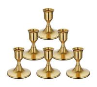 Cpolebev 6 Candelabros Cónicos de Latón Dorado, Candelabros de Metal Vintage para Centro de Mesa o Repisa de Comedor